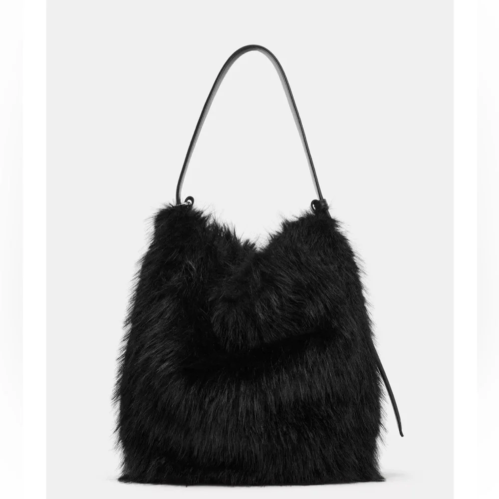 TREND NEW ! ZARA LUXURY FAUX FUR BAG